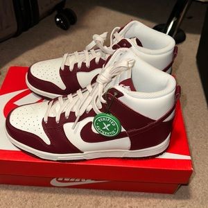 Women bike dunk high size 7 (sail/team red-pale ivory color way)